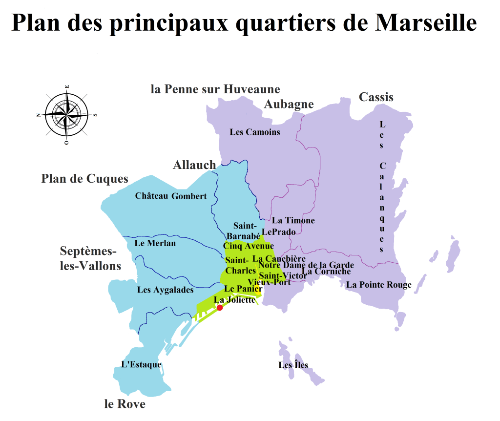plan de Marseille situant les deux ports