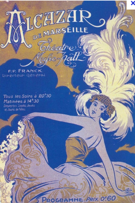 affiche ancien du music hall l'alcazar de marseille